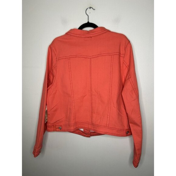 One World Orange Denim Long Sleeve Button Down Jean Jacket Size 2X NWT - Picture 5 of 11